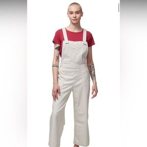 Women’s Patagonia Standup Crop White Corduroy Overalls, size 2.